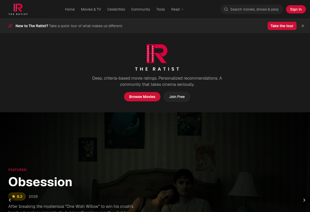 Screenshot of the The Ratist website